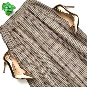 Vintage 70s 80s France Andrevie Gray Tan Wool Pleated Wrap Skirt Kilt 40 / Small